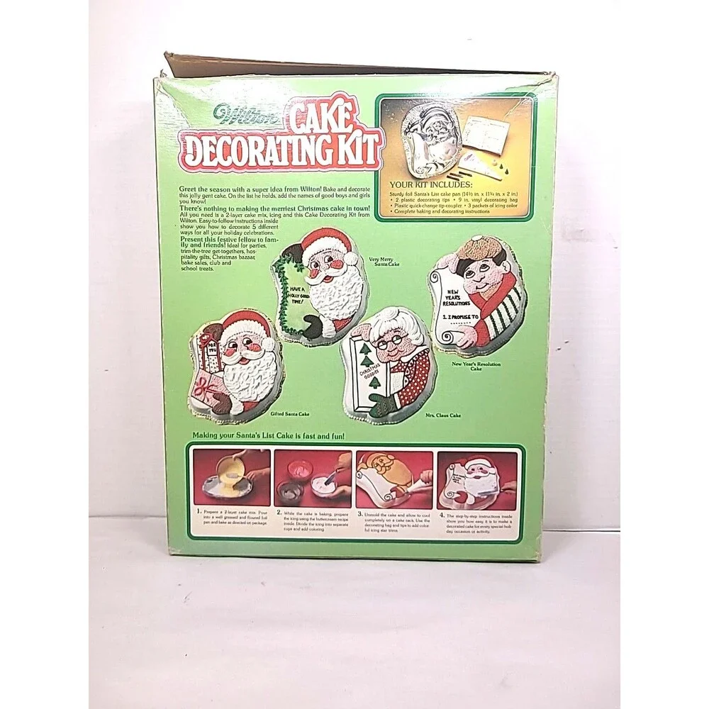 Wilton Cake Decorating Kit Tin Pan Santa Christmas Pan Only 1981